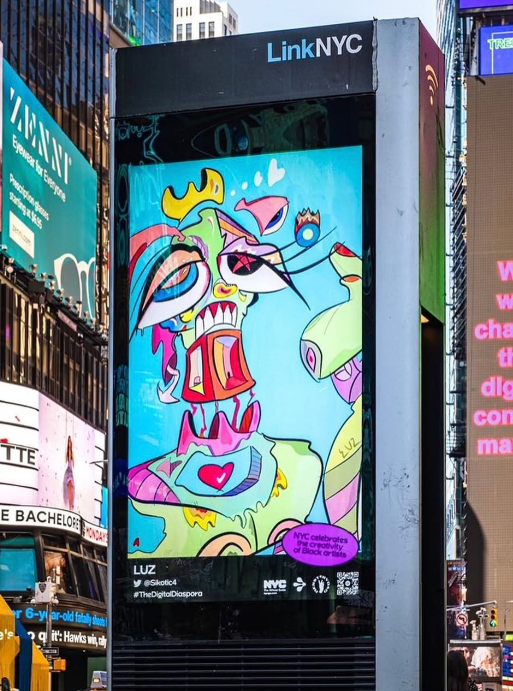 "Saturnian" on display in Times Square via Link NYC x Digital Diaspora