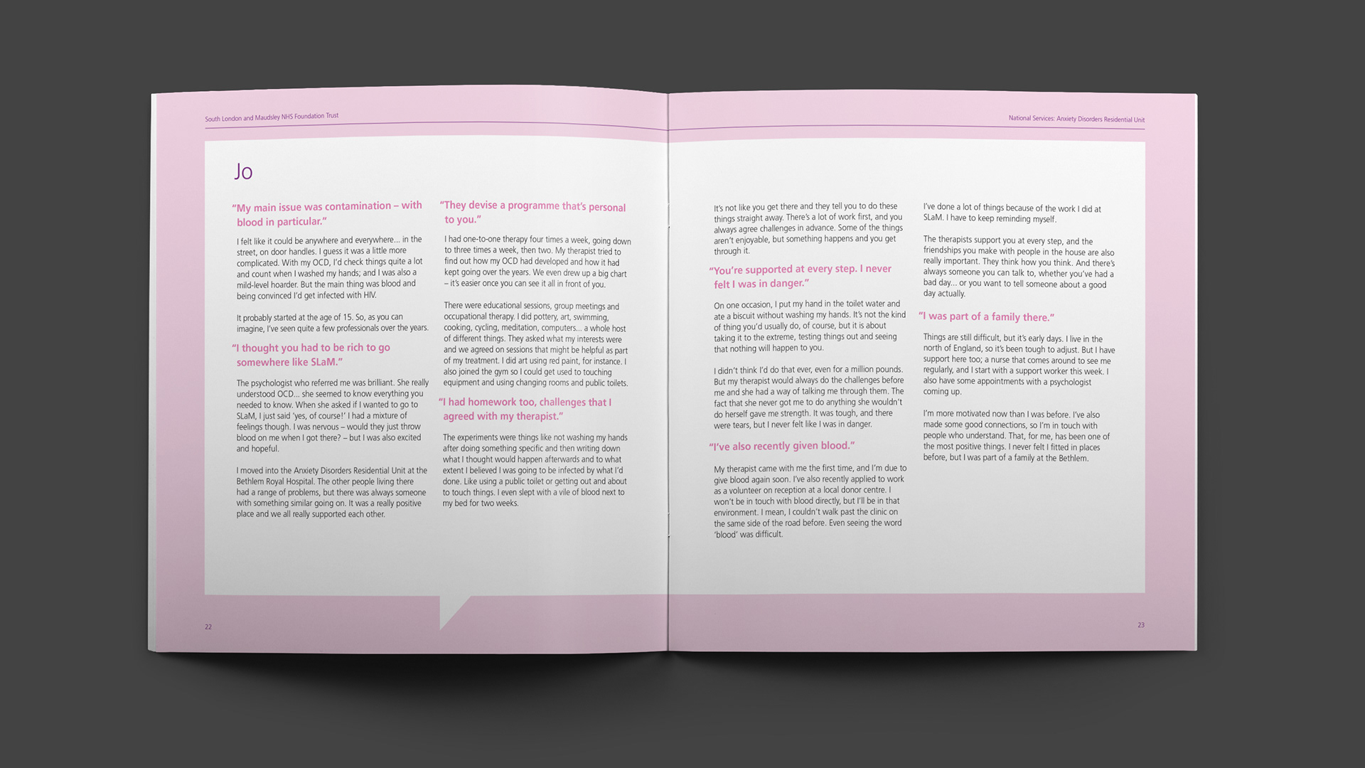 South London & Maudsley NHS Foundation Trust National Services brochure spread