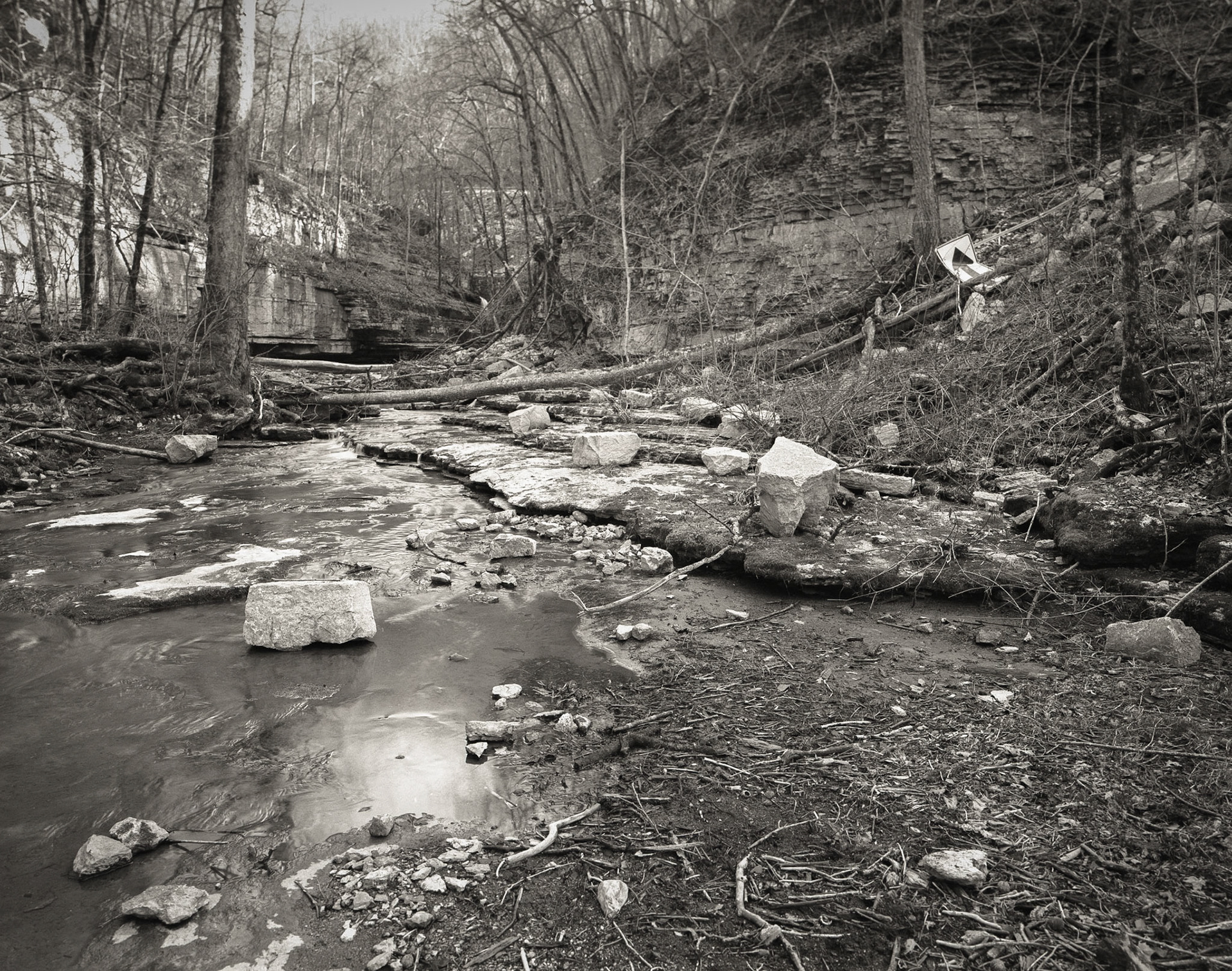 Indian Creek and Discarded Road SIgn