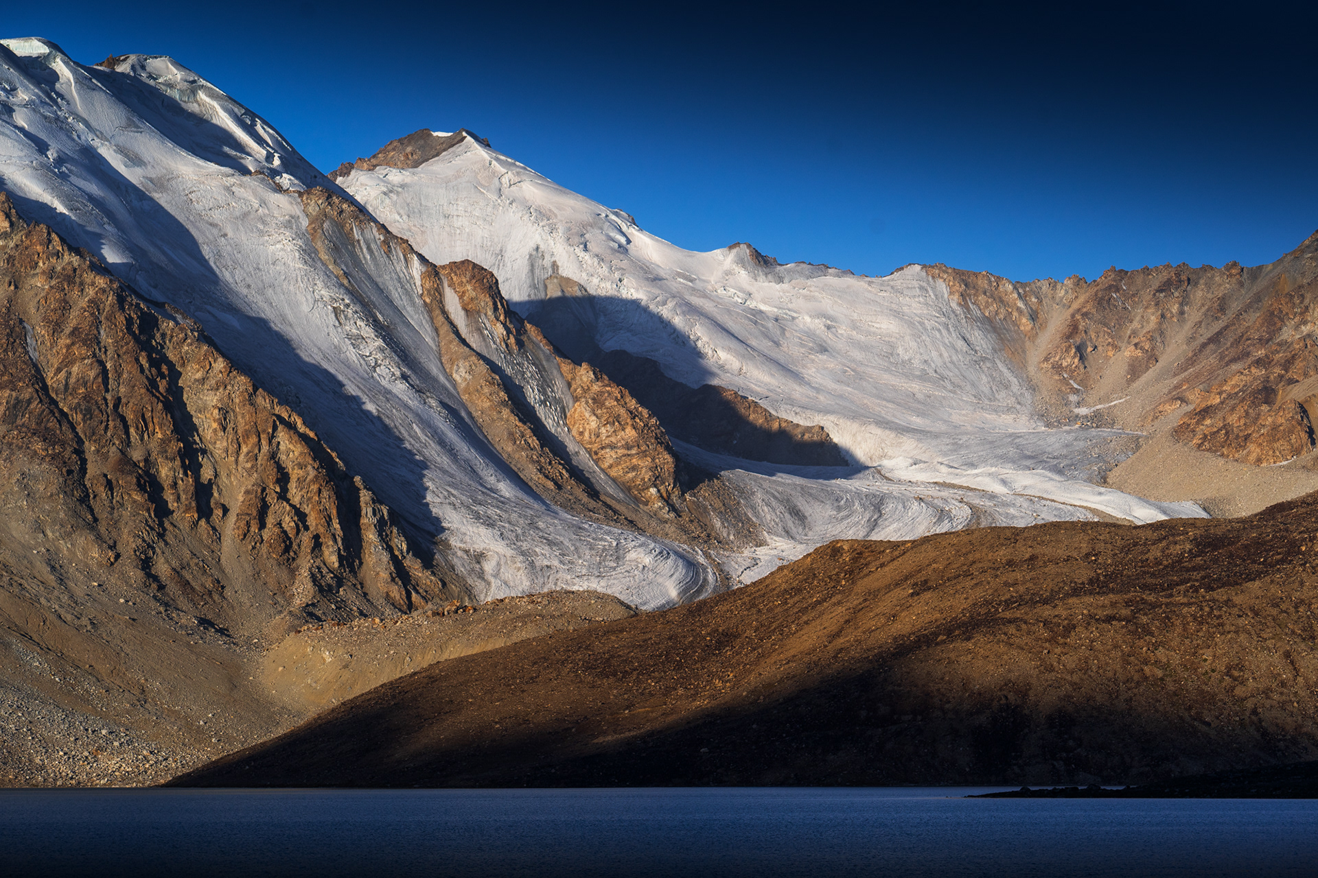 Glaciers above Zaroshkul Lake, Tajik National Park, Pamir, Tajikistan