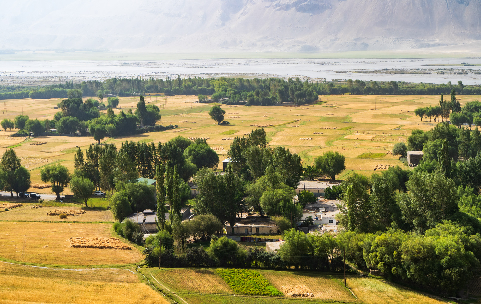 Farmland surrounding the village of Vrang, Tajikistan