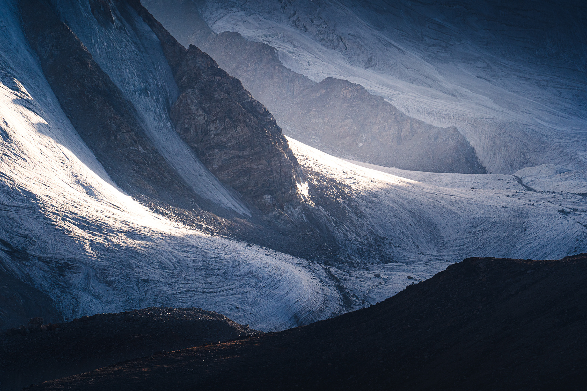 Glaciers above Zaroshkul Lake, Tajik National Park, Pamir, Tajikistan