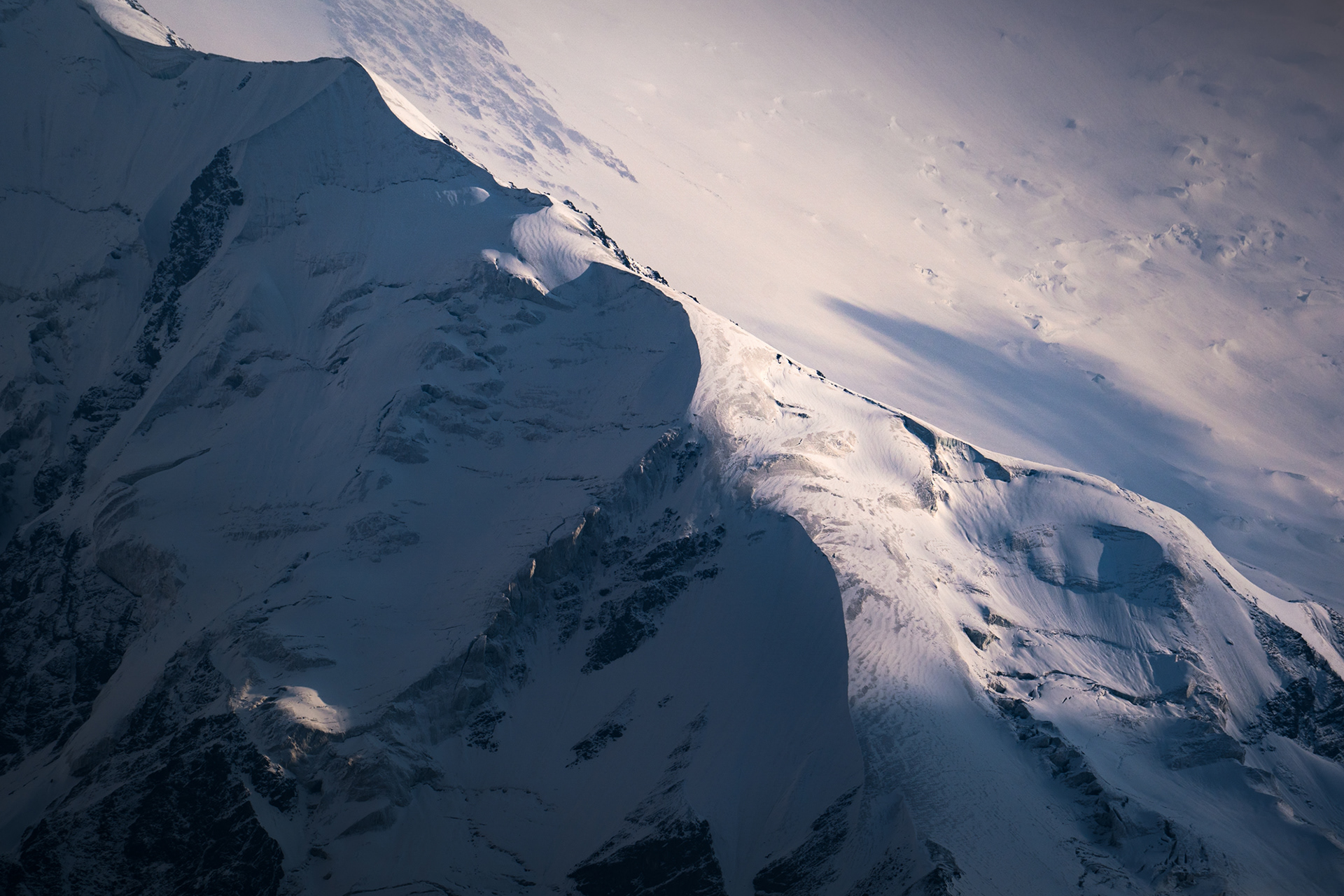 North face glaciated ridges of Peak Lenin, Ibn Sina, Pamir, Kyrgyzstan