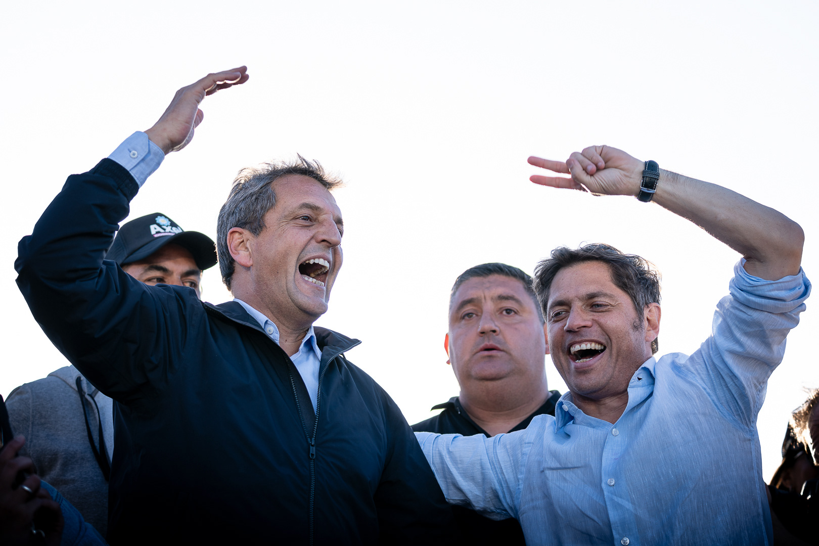Presidential candidate, Sergio Massa, and candidate for governor of the Province of Buenos Aires, Axel Kiciloff, star in the Unión por la Patria rally for Peronist Loyalty Day and for the closing of their campaign for the general elections, in Sarandí, Argentina, on October 17, 2023. PHOTO/Santi Oroz.