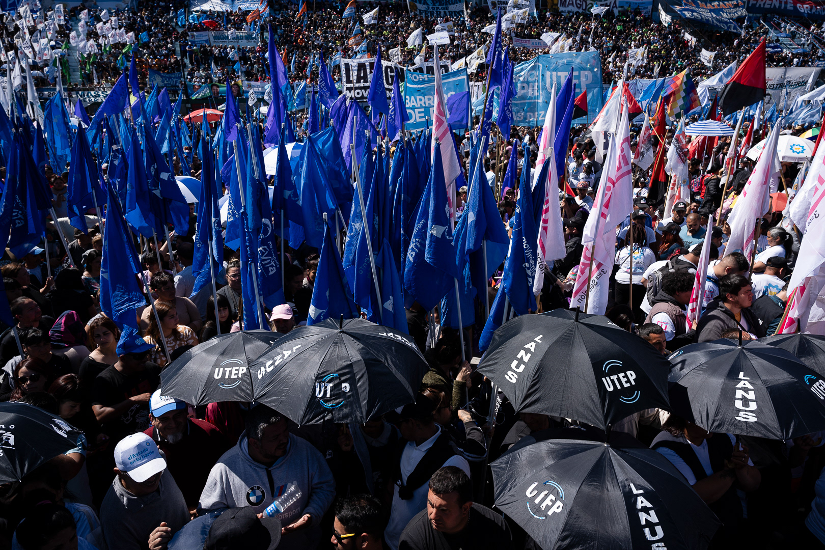Presidential candidate, Sergio Massa, and candidate for governor of the Province of Buenos Aires, Axel Kiciloff, star in the Unión por la Patria rally for Peronist Loyalty Day and for the closing of their campaign for the general elections, in Sarandí, Argentina, on October 17, 2023. PHOTO/Santi Oroz.