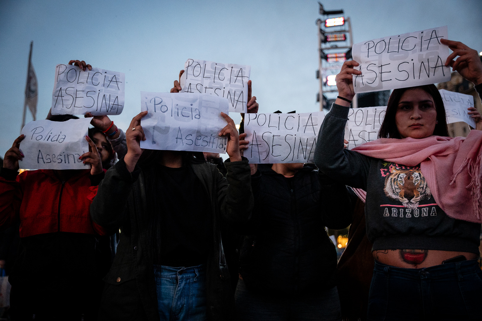 Protest at the Buenos Aires Obelisk after the death of photojournalist and activist Facundo Molares Choenfeld at the hands of the City Police in the context of a protest for the demands of the people of Jujuy, in Buenos Aires, Argentina, on August 10, 2023. PHOTO/Santi Oroz.
