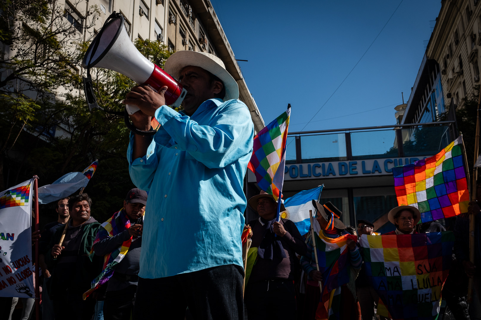 Protest at the Buenos Aires Obelisk after the death of photojournalist and activist Facundo Molares Choenfeld at the hands of the City Police in the context of a protest for the demands of the people of Jujuy, in Buenos Aires, Argentina, August 11, 2023. PHOTO/Santi Oroz.