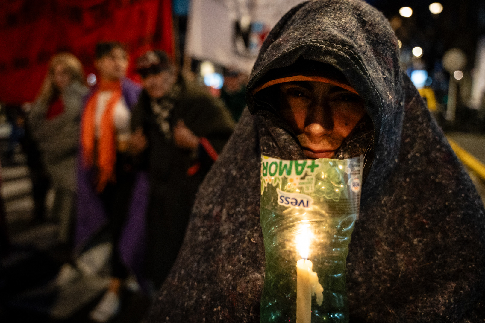 People living on the street protest in the street, in a blanket from Plaza de Mayo to Congress, as part of the Third Latin American and Caribbean Meeting of homeless people, in Buenos Aires, Argentina, on June 29, 2023. PHOTO/Santi Oroz.