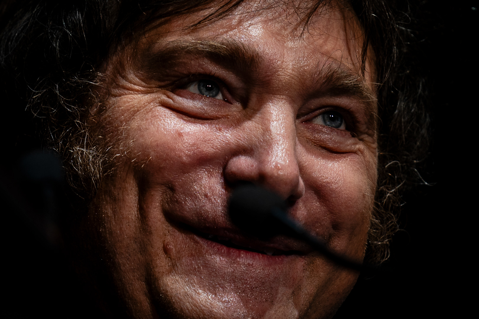 Javier Milei, presidential candidate for La Libertad Avanza, at his campaign closing ceremony for the general elections, in Buenos Aires, Argentina, on October 18, 2023. PHOTO/Santi Oroz.