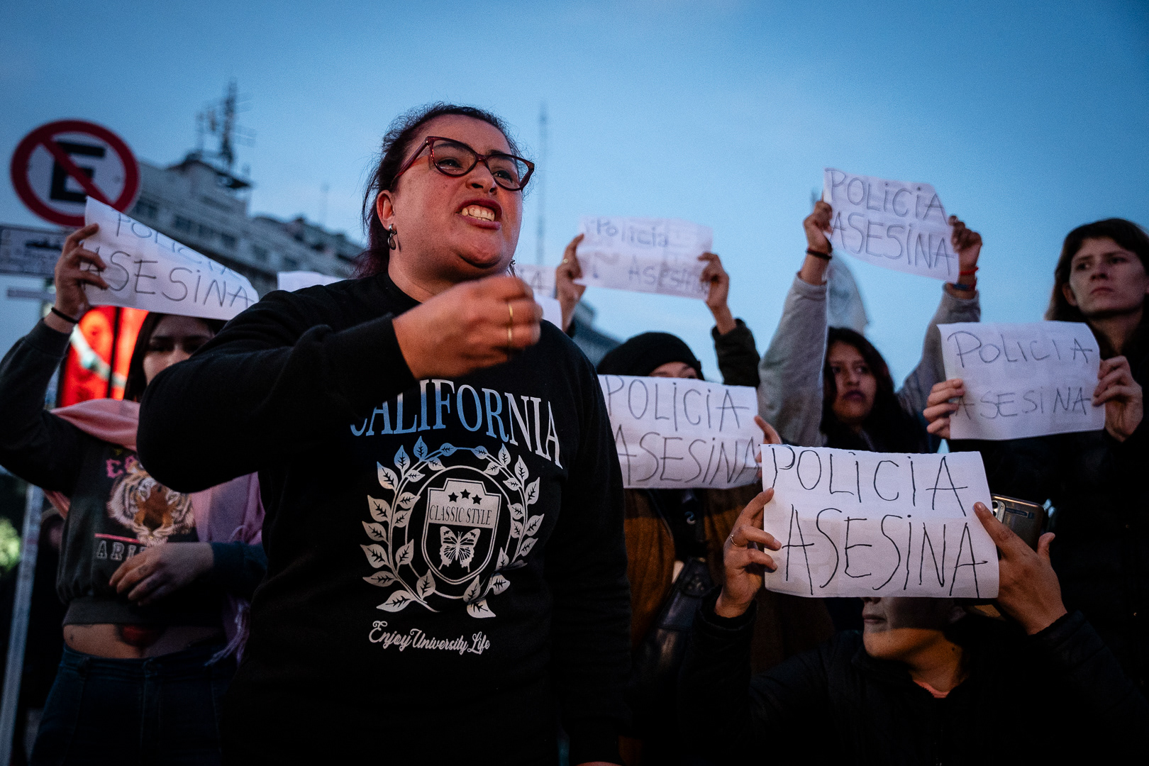 Protest at the Buenos Aires Obelisk after the death of photojournalist and activist Facundo Molares Choenfeld at the hands of the City Police in the context of a protest for the demands of the people of Jujuy, in Buenos Aires, Argentina, on August 10, 2023. PHOTO/Santi Oroz.