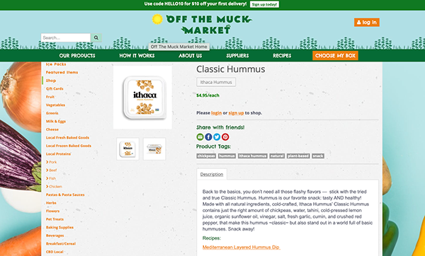 Product description for Ithaca Classic Hummus