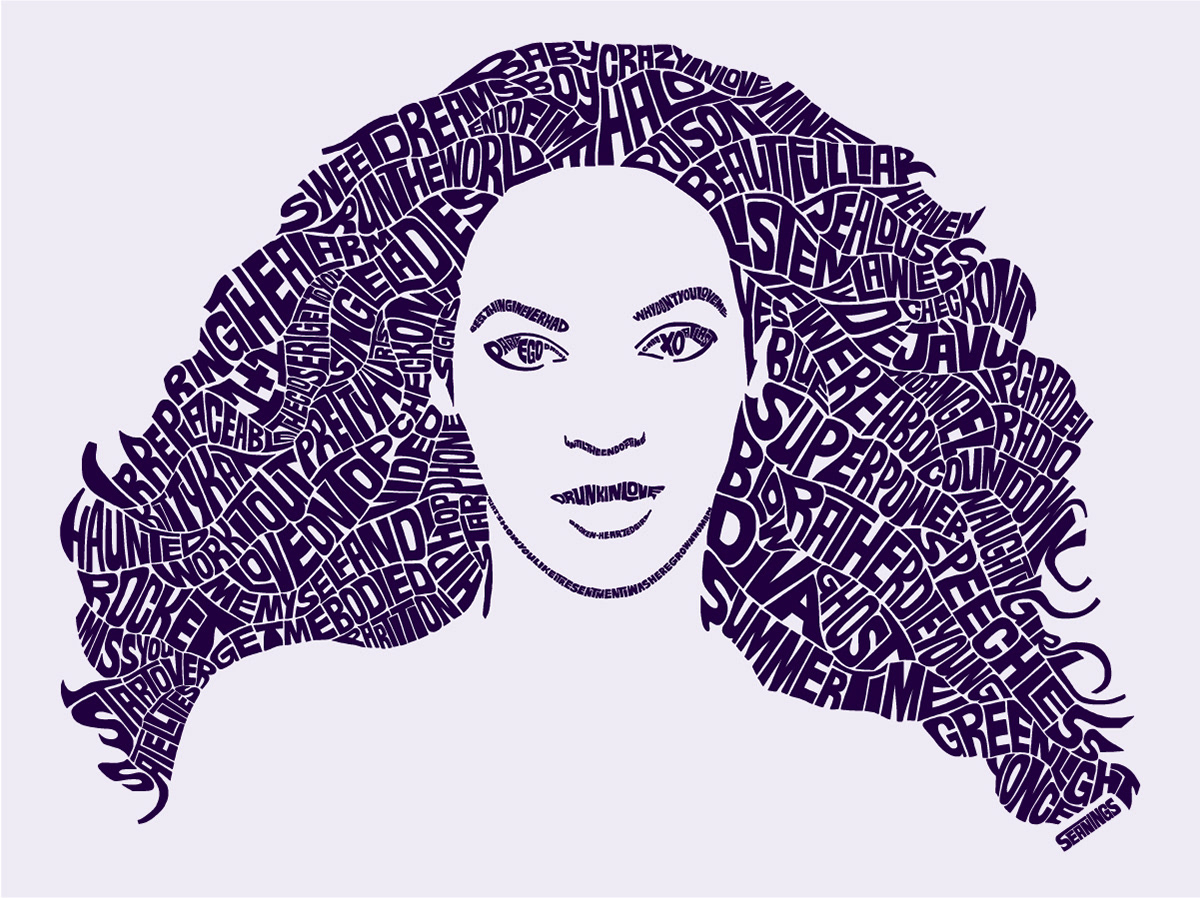 Beyonce  typographic illustration design by Seanings