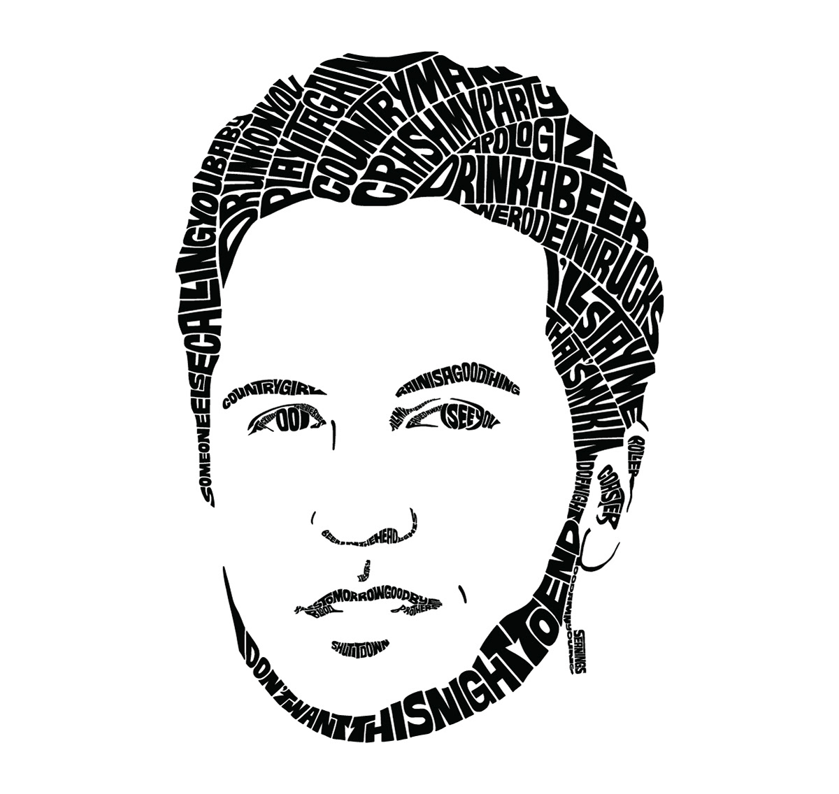 Luke Bryan  typographic illustration design by Seanings