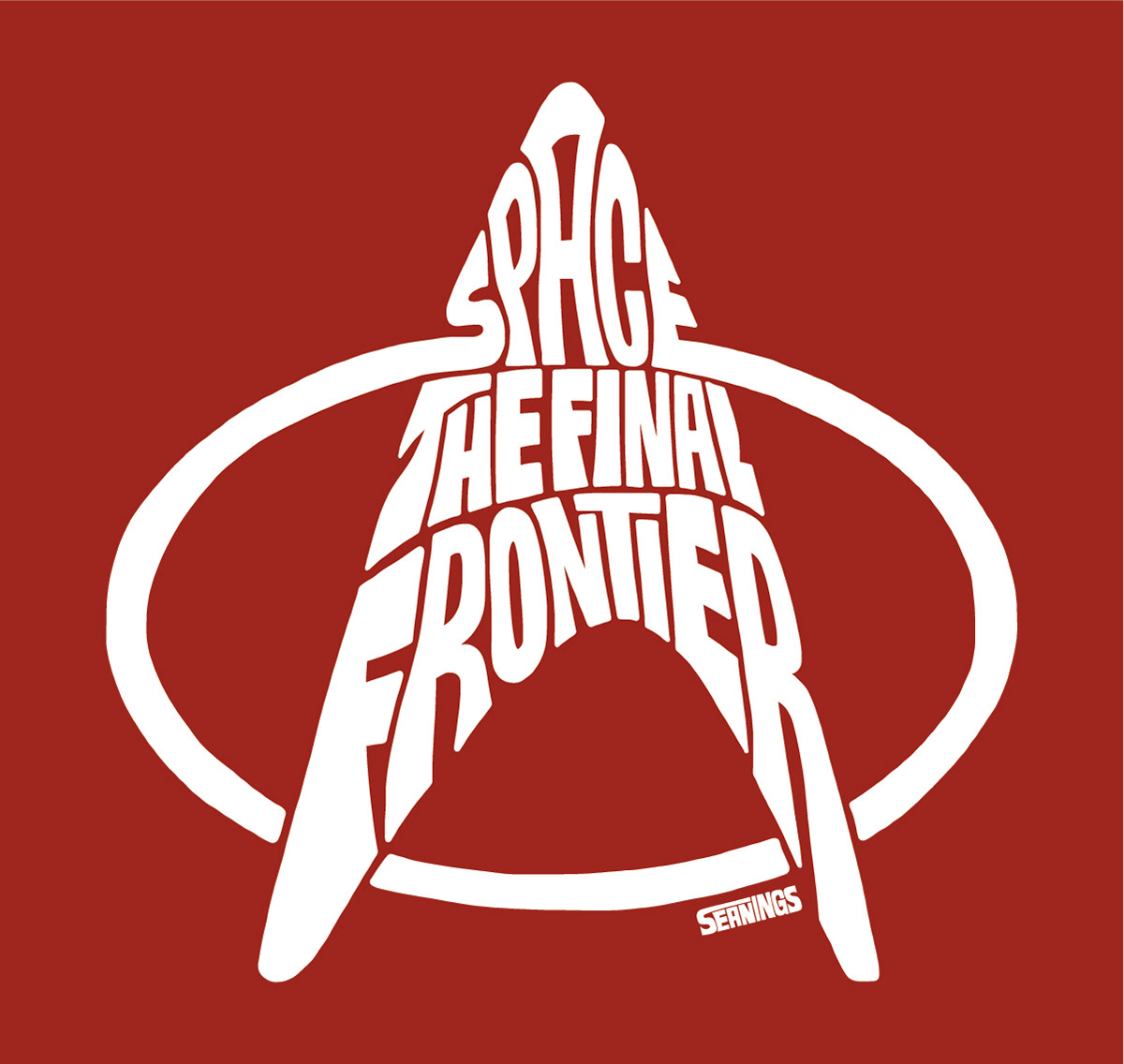 Star Trek space the final frontier typographic illustration design by Seanings
