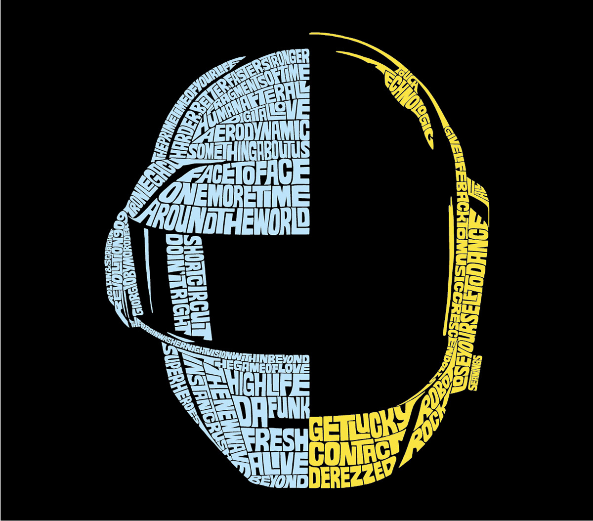 Daft Punk  typographic illustration design by Seanings