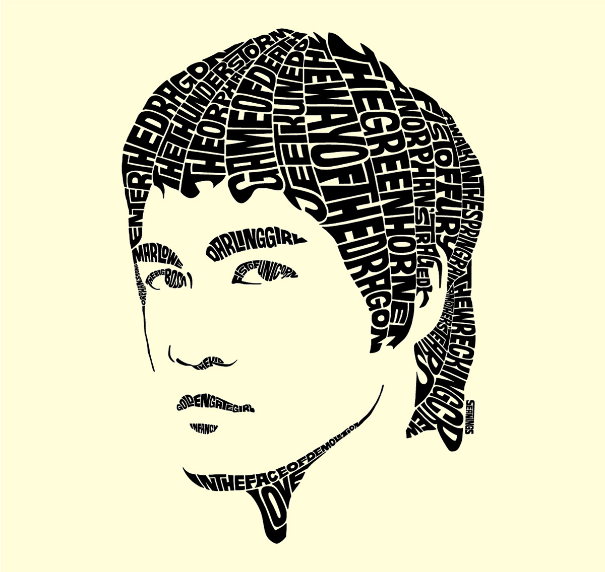 Bruce Lee typographic illustration design by Seanings