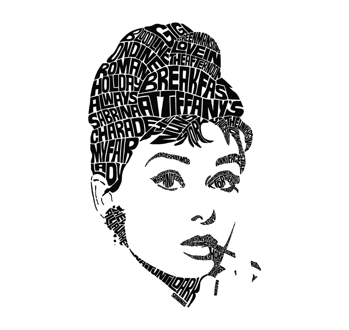 Audrey Hepburn  typographic illustration design by Seanings