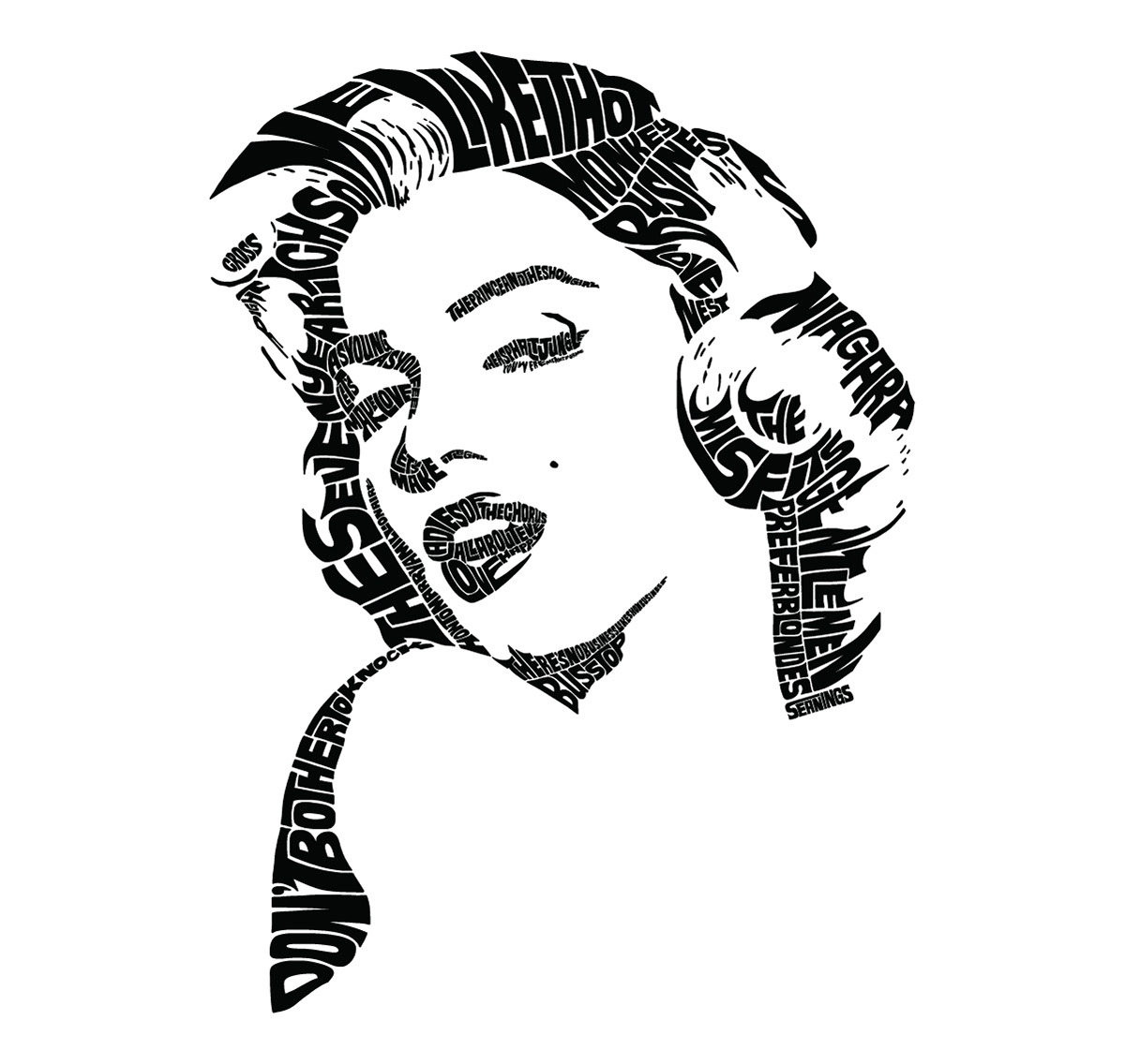 Marilyn Monroe typographic illustration design by Seanings