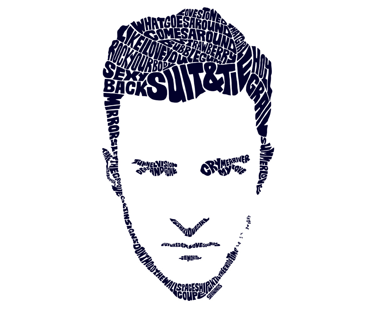 Justin Timberlake typographic illustration design by Seanings