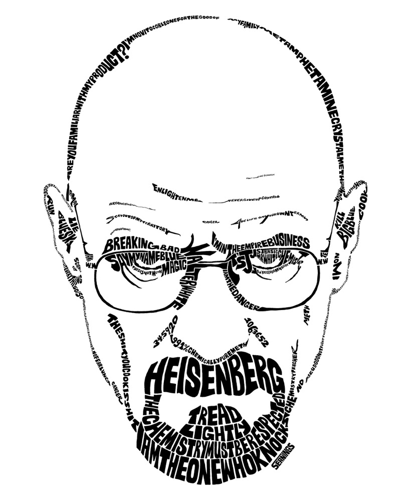 Breaking bad heisenberg typographic illustration design by Seanings