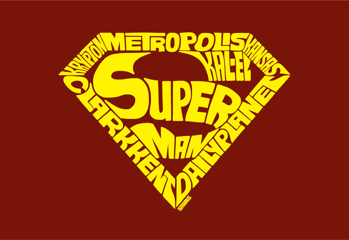 Superman typographic illustration design by Seanings