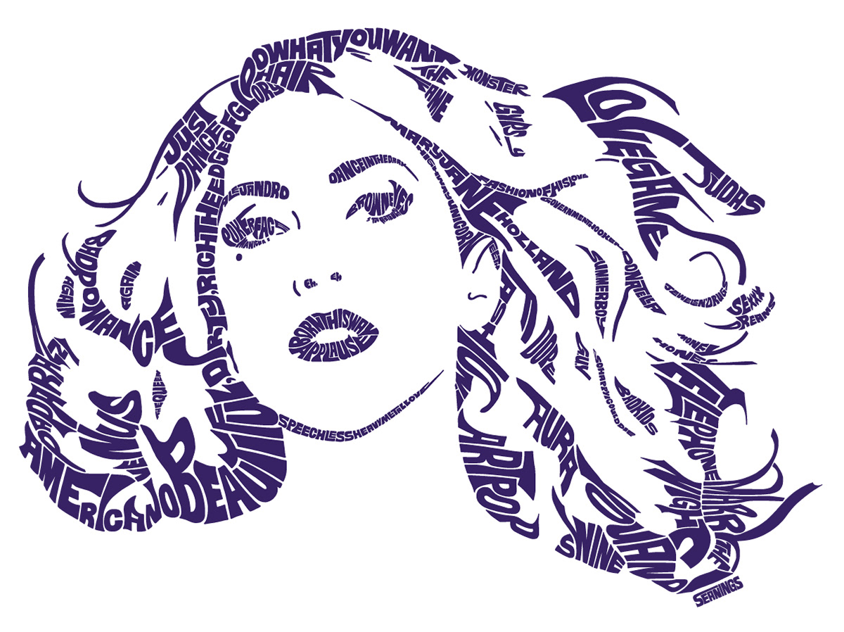 Lady Gaga  typographic illustration design by Seanings
