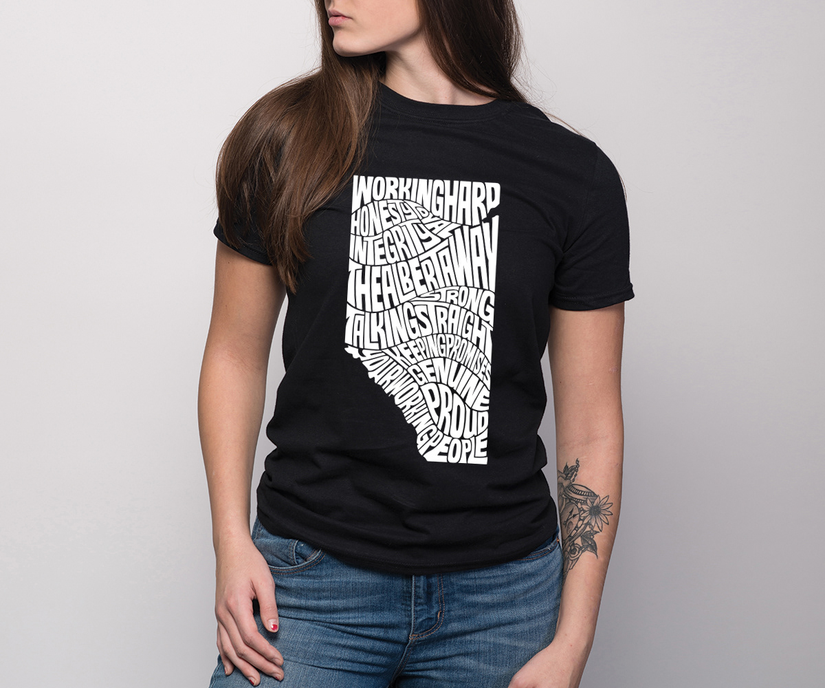 Alberta shirt typographic illustration design by Seanings