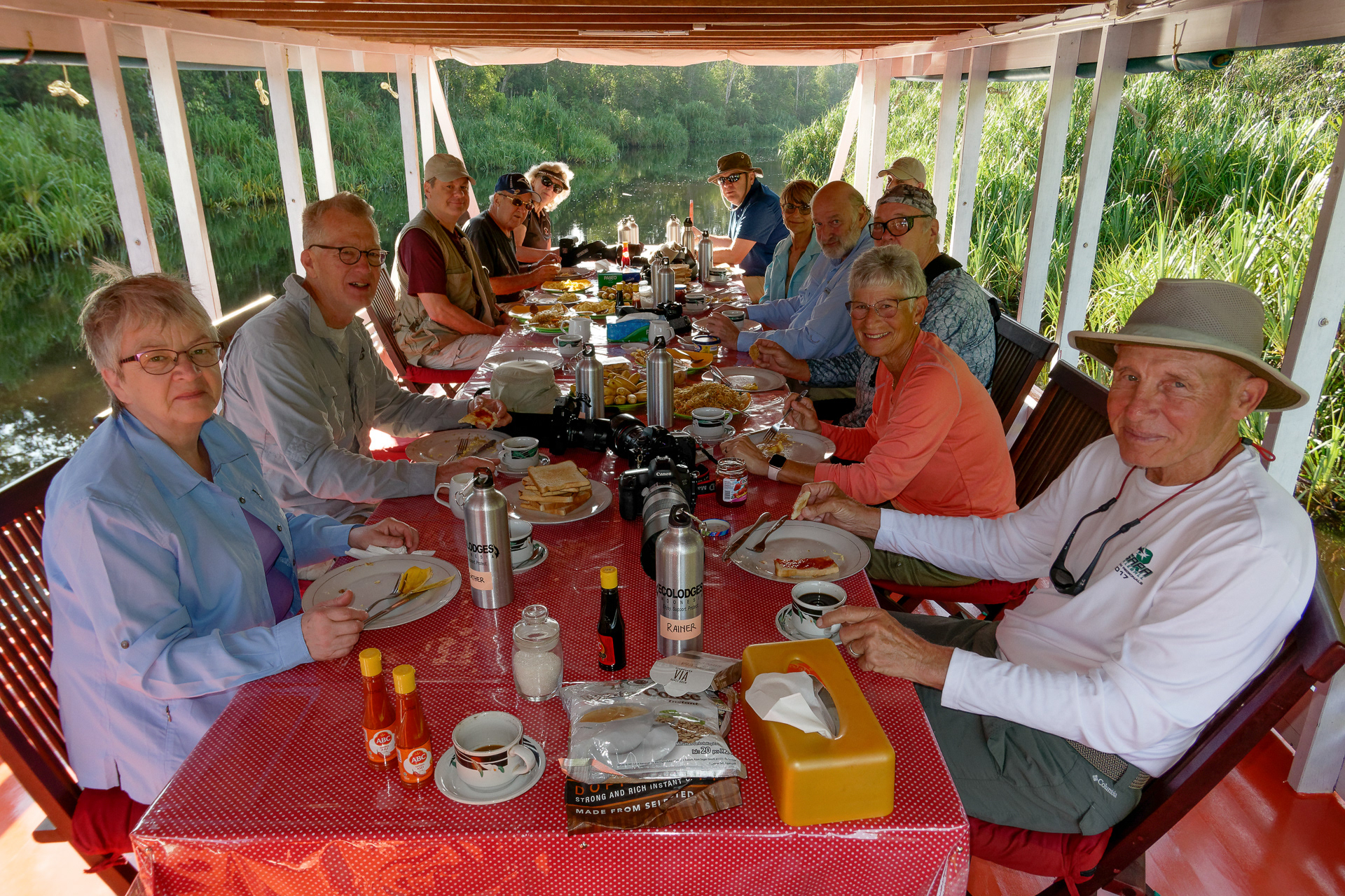 Breakfast on the river in Borneo