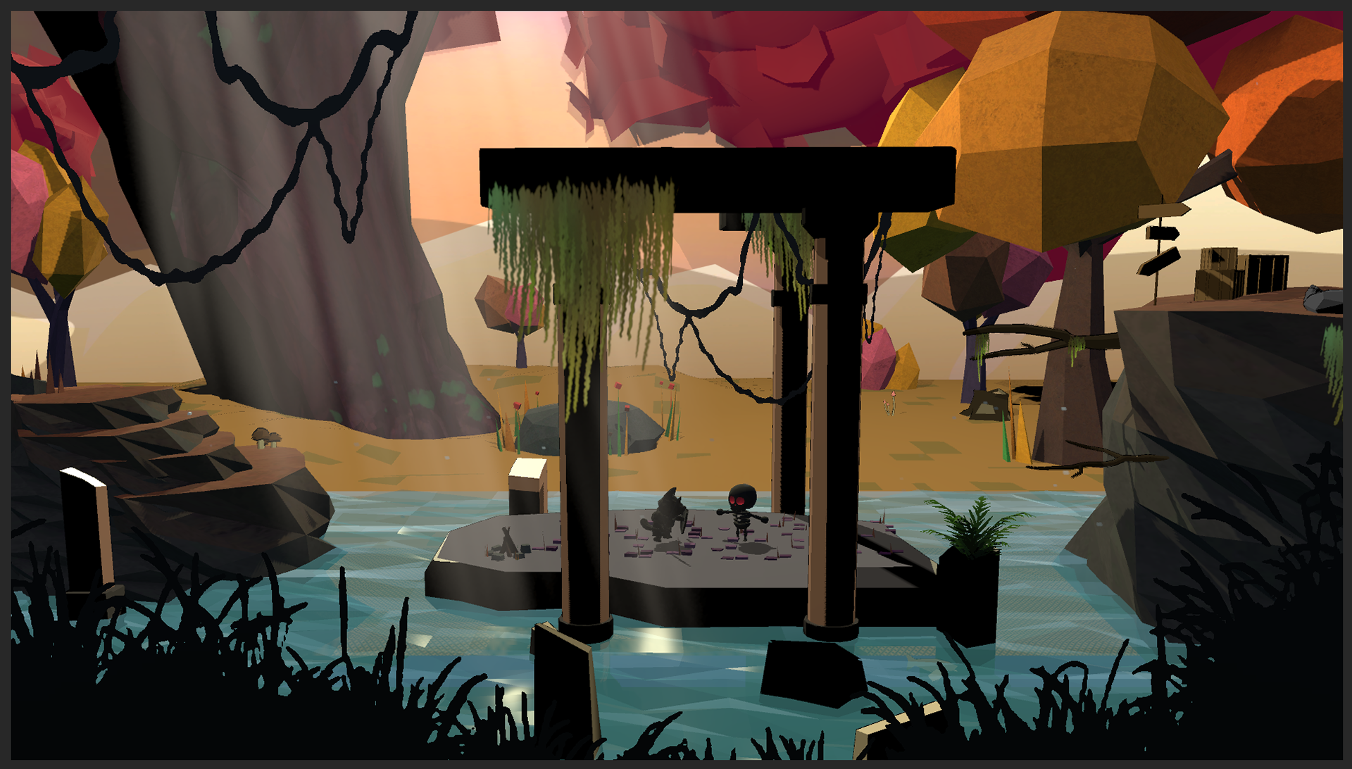 Final product of the scene, utilized free assets in Unity. None belong to me.