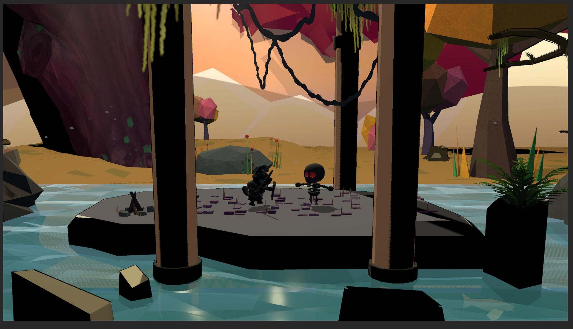 Final product of the scene, utilized free assets in Unity. None belong to me.