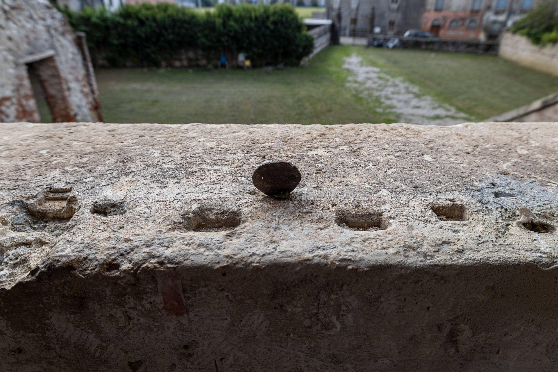 Detail of an antique window closing mechanism.