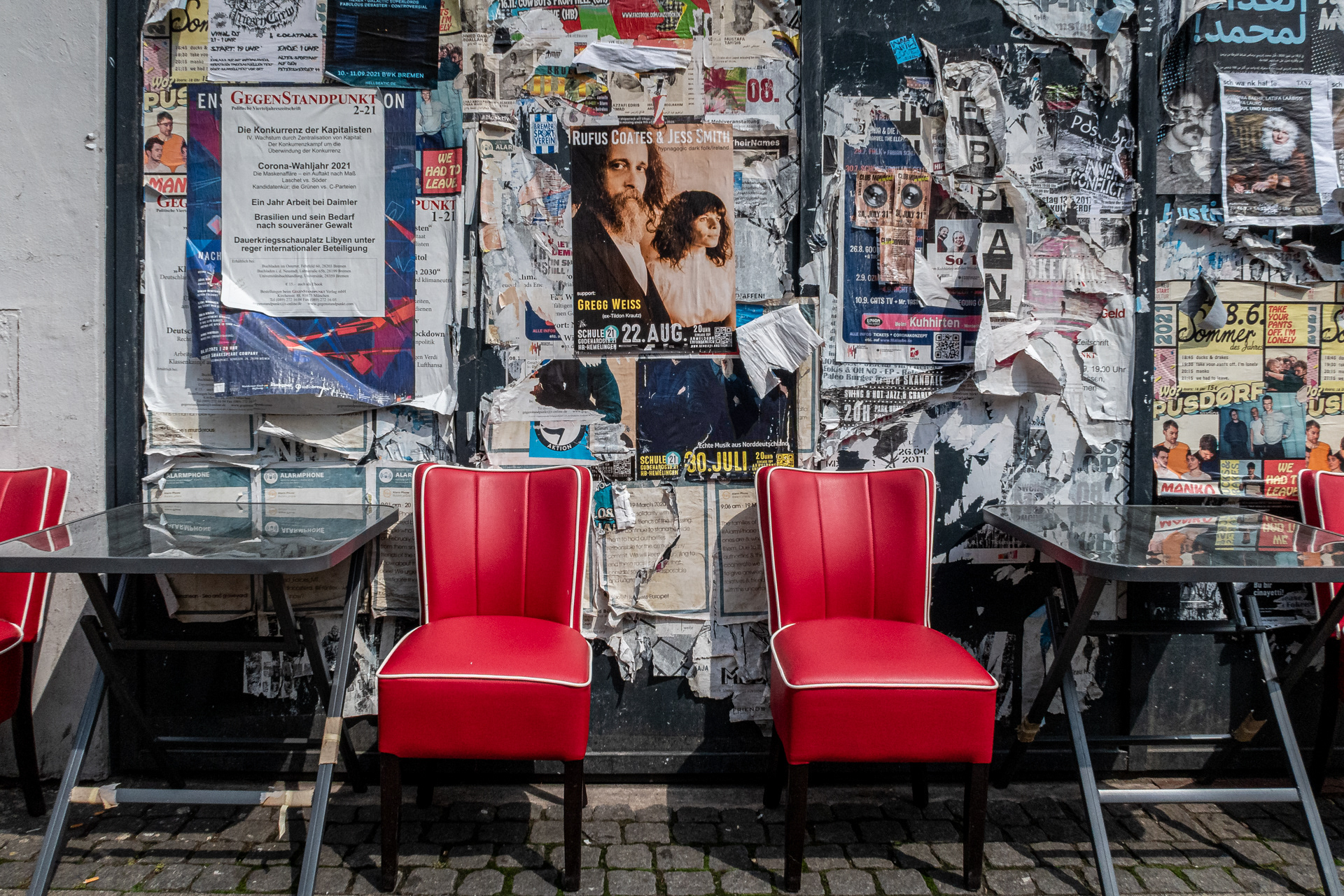 Red chairs. Bremen Germany 2021