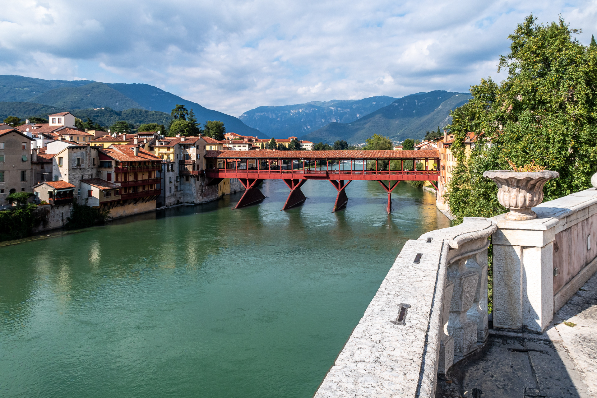Ponte degli Alpini (Palladio, 1560) over the river Brenta in Bassano del Grappo