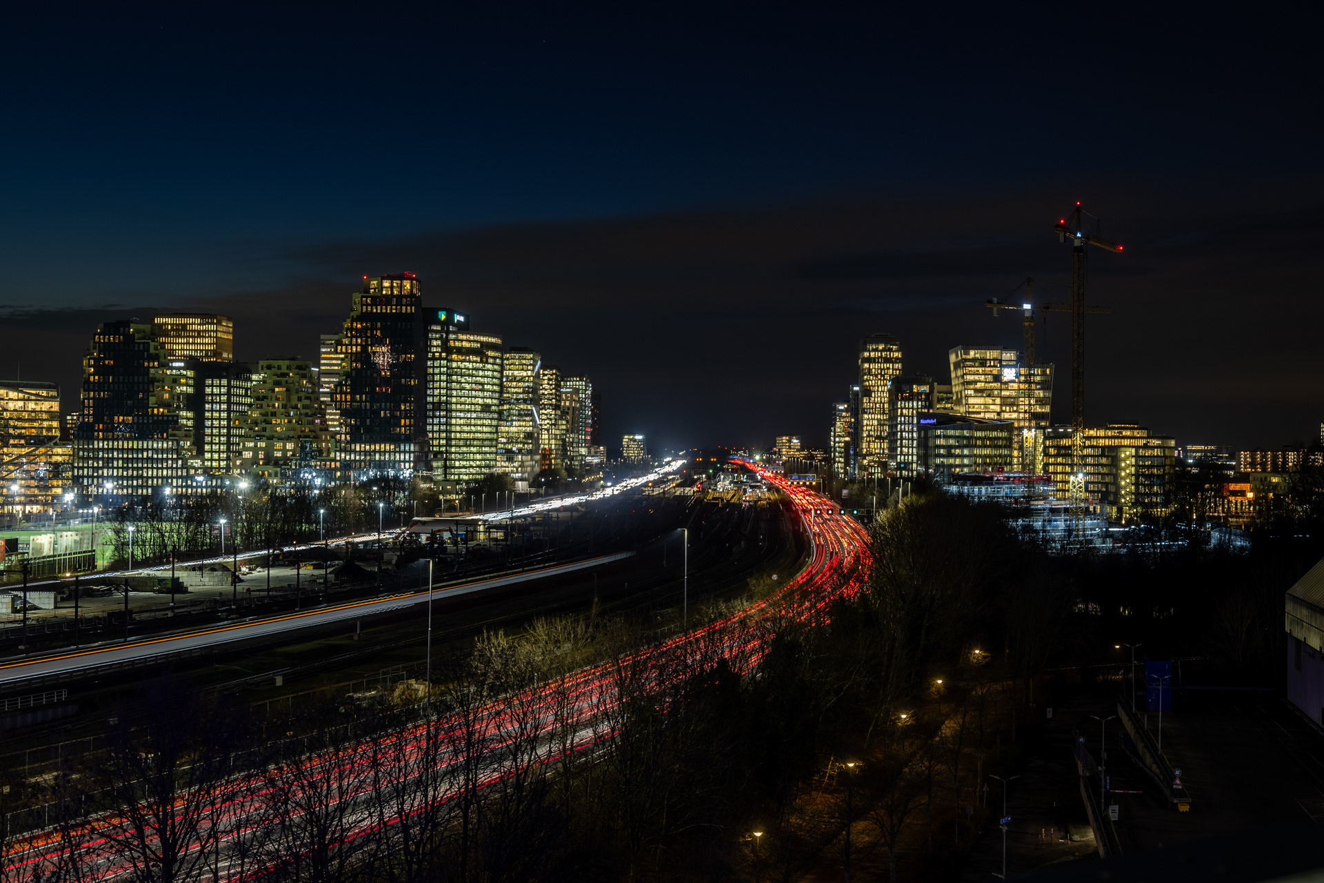 Zuidas by night. Amsterdam Netherlands 2025 