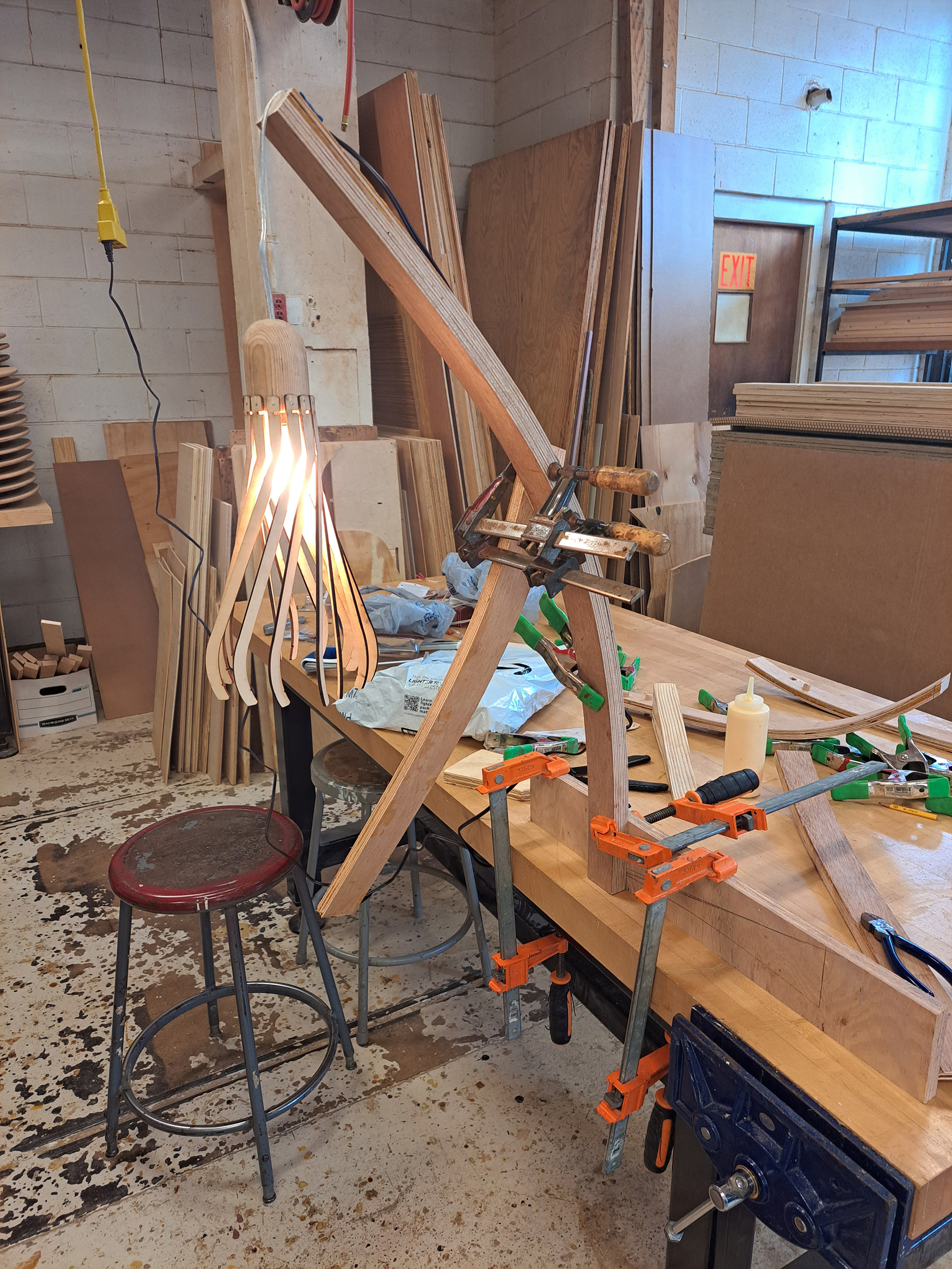 Finally, the wiring was completed, and the final leg of the tripod were later added for a complete lamp.