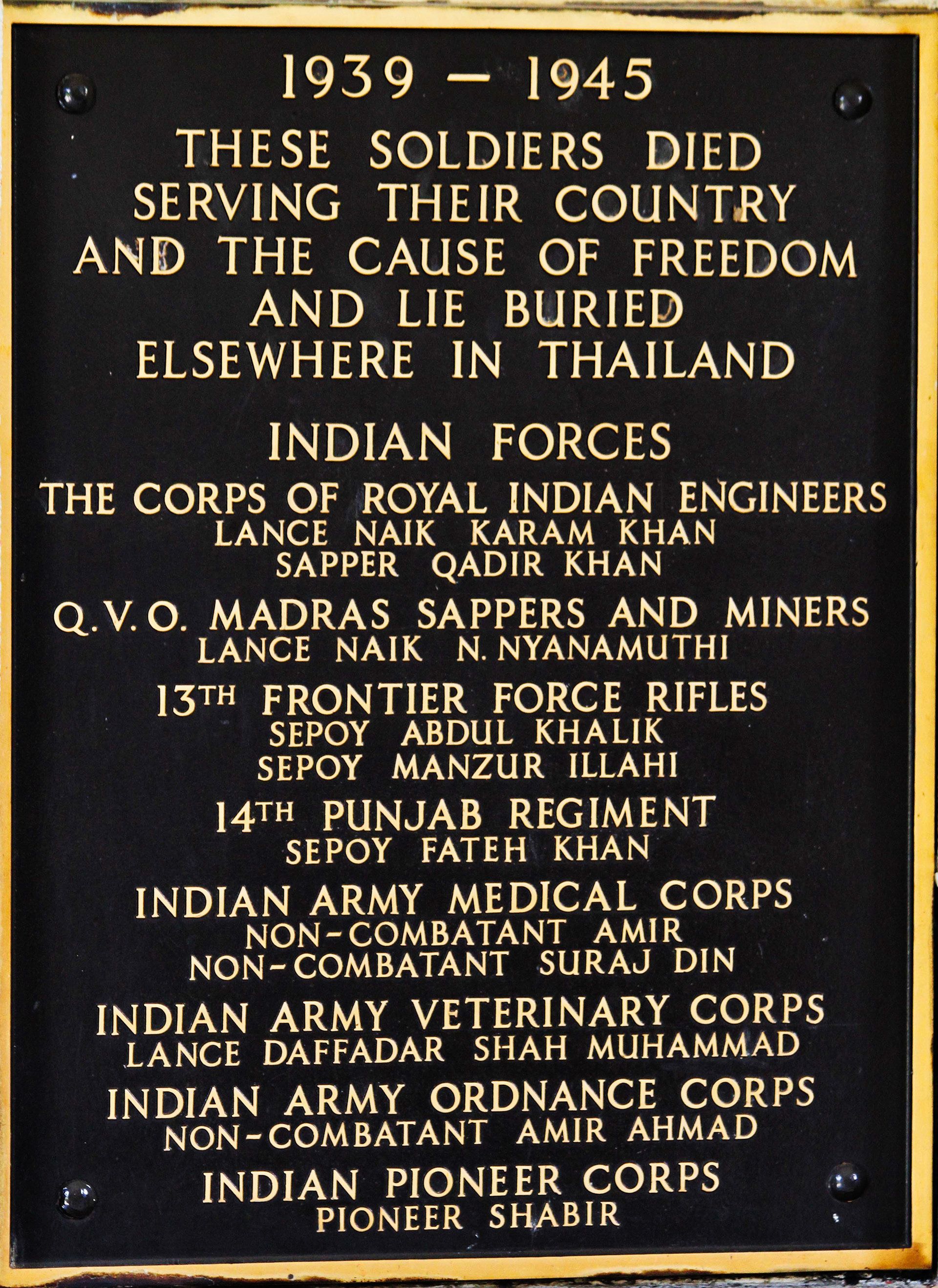 Indian Forces Plaque