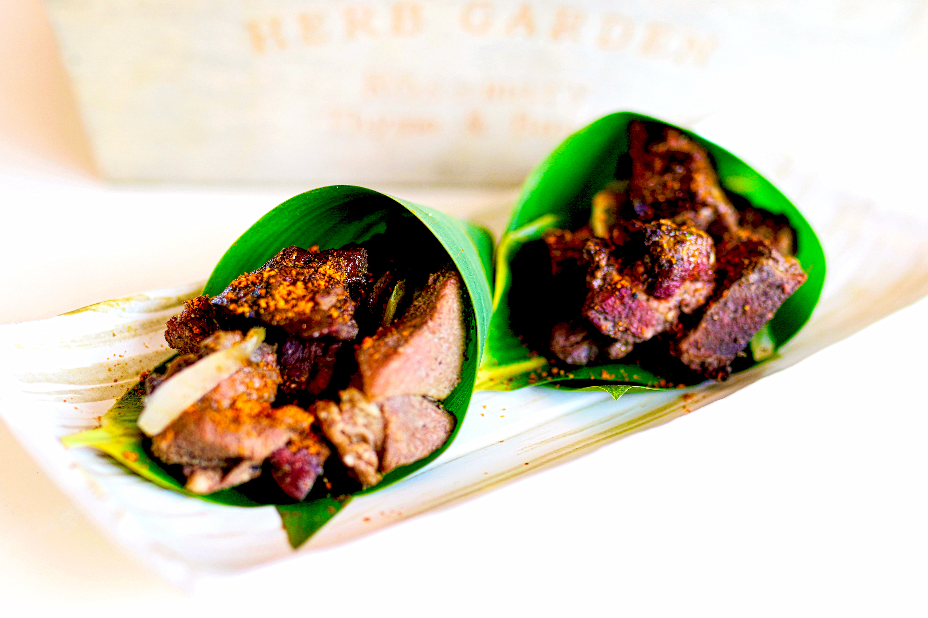 Lamb Fry in Banana Leaf
