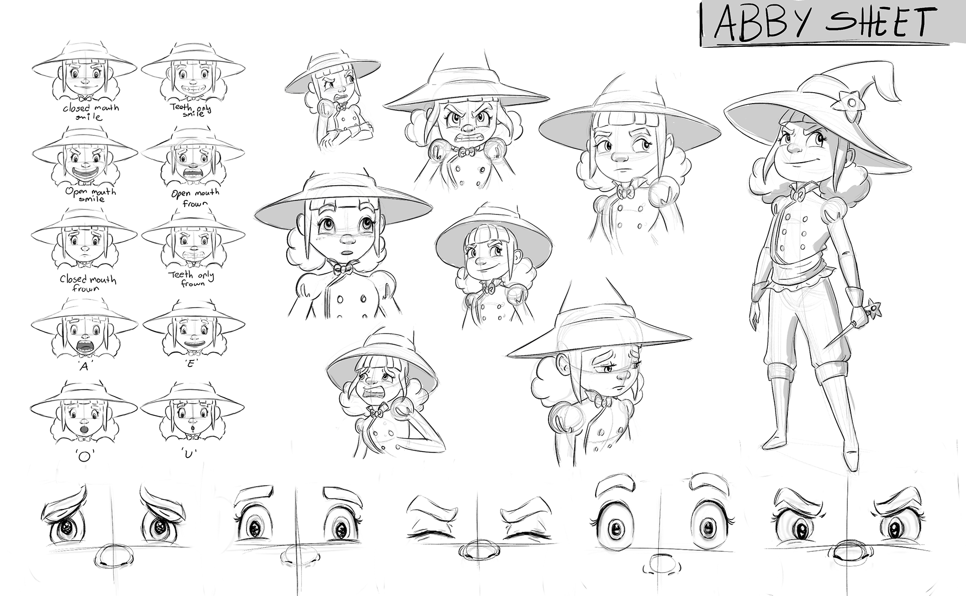 Student Short Film "The Spotlight" - Character Expression Sheet