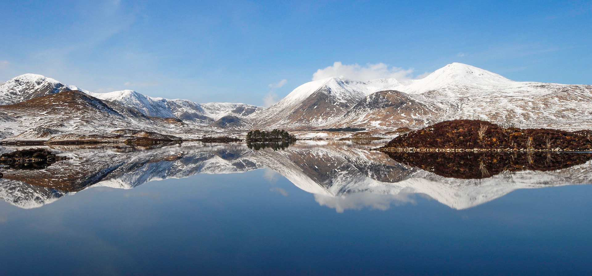 Rannoch moor on a perfectly still day.