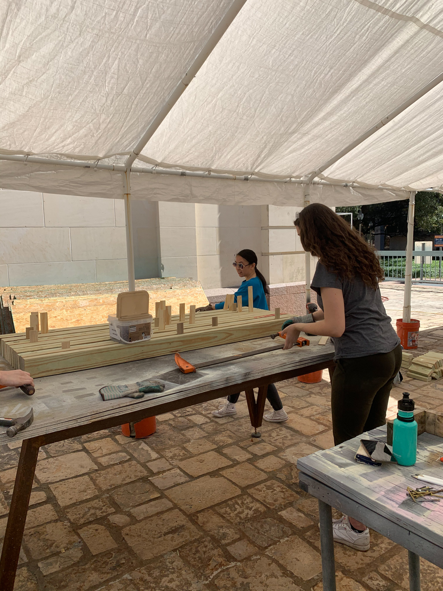 Studio building the bridge decking.