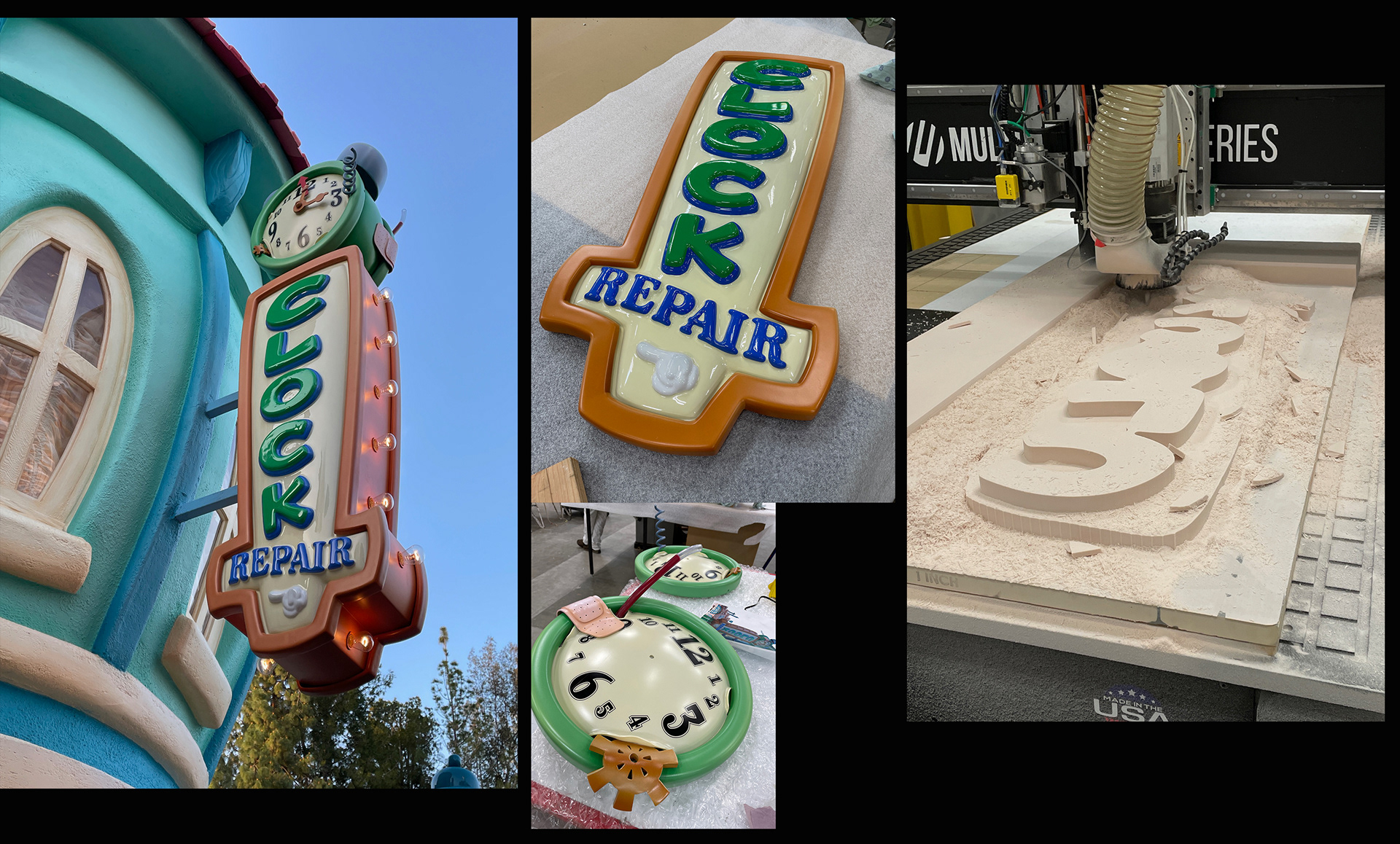 Clock Repair Lighted Sign- Hand Modeling, CNC Milling, Vacuum Forming