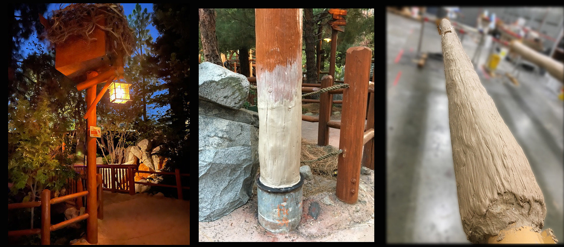 Log Light Post Sculpture- Hand Sculpted Epoxy Putty