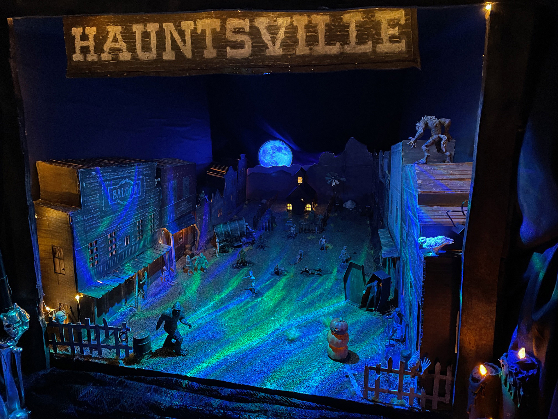 "Hauntsville" Trunk or Treat diorama- Traditional hand modeling and hand painting