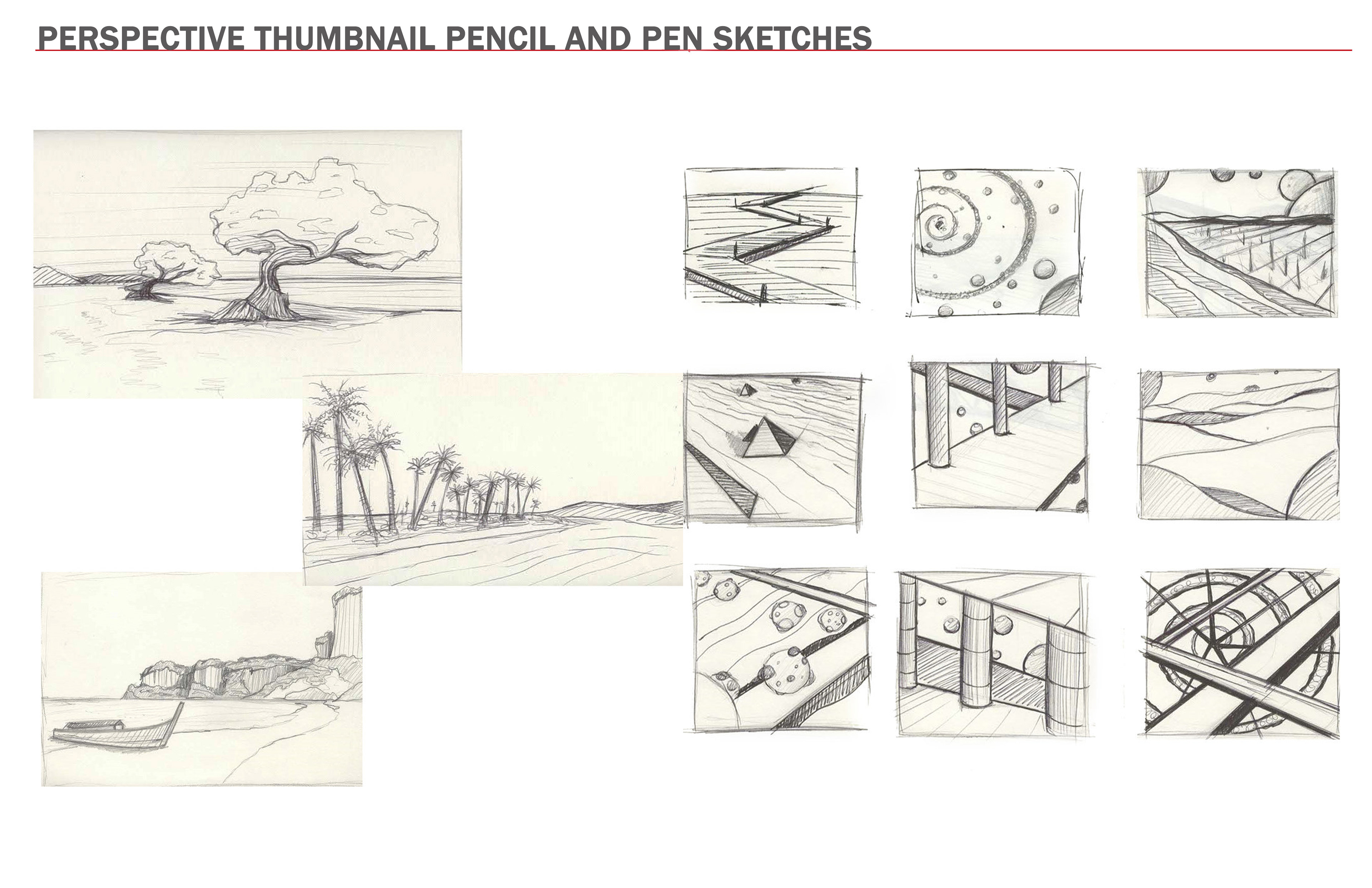 Perspective Pen and Pencil Sketches