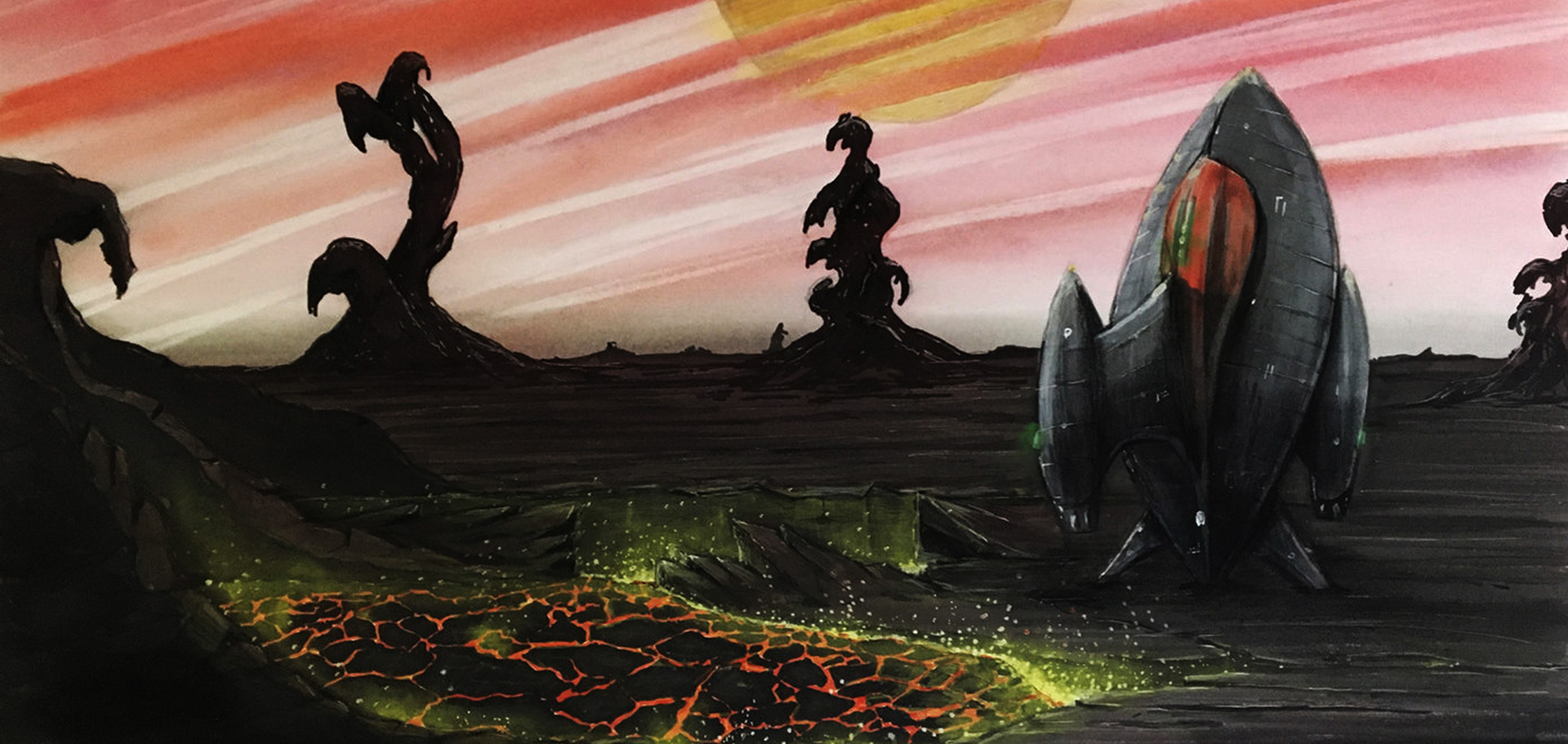 "Space Scene"  Mixed Media 