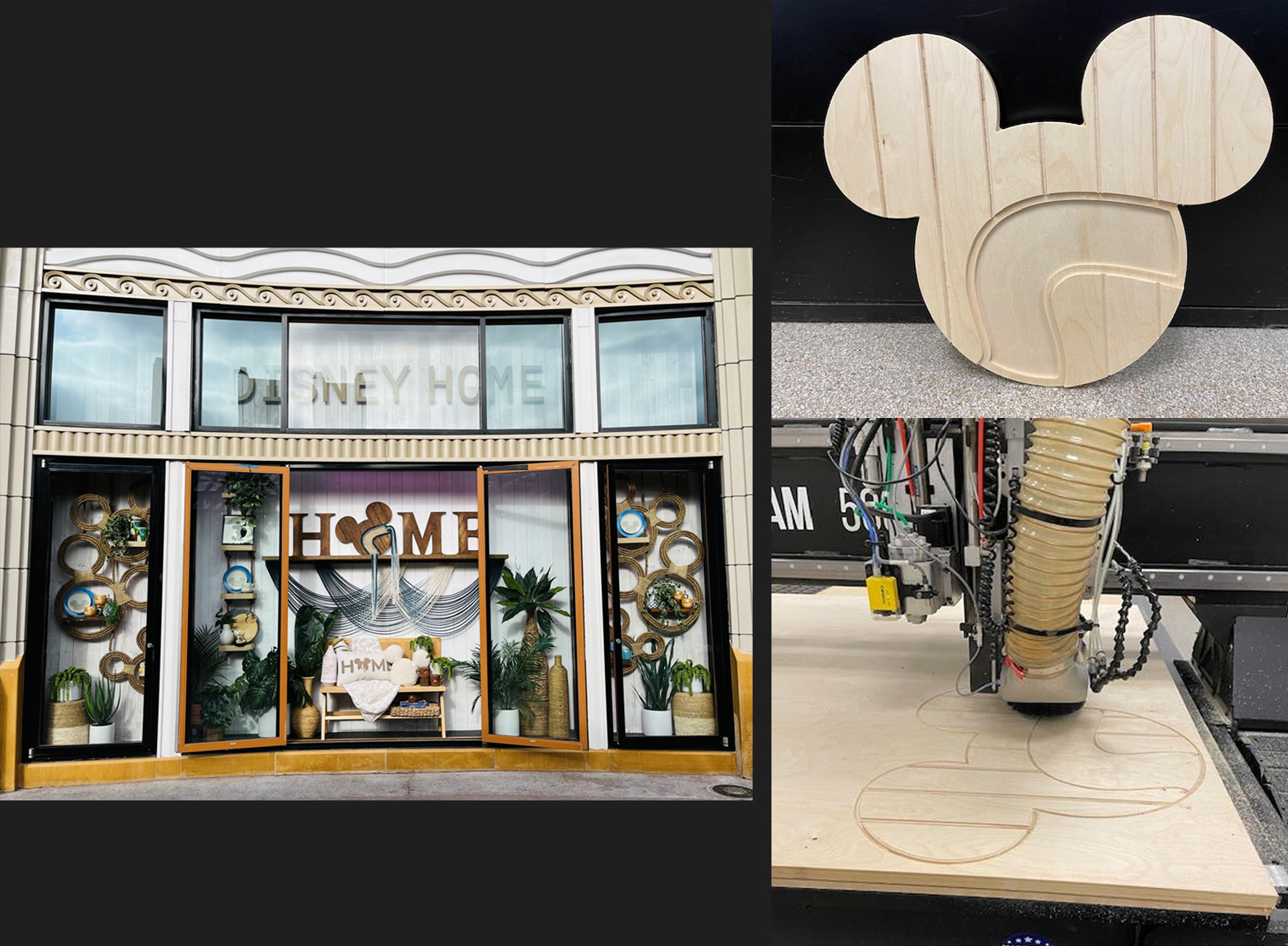 Downtown display window wood lettering-3D modeling, CNC milling