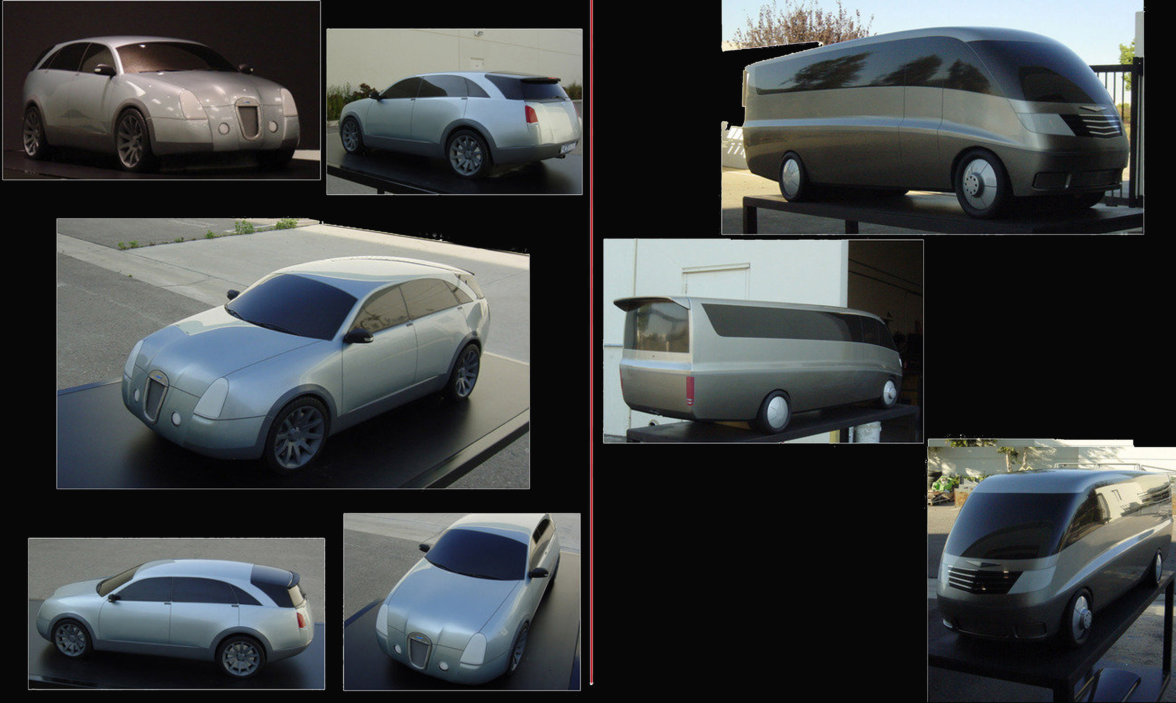 Crossover Utility Vehicle and 30 Passenger Bus- 1/4 Scale Painted Clay Models, 3D Printed Wheels and Parts