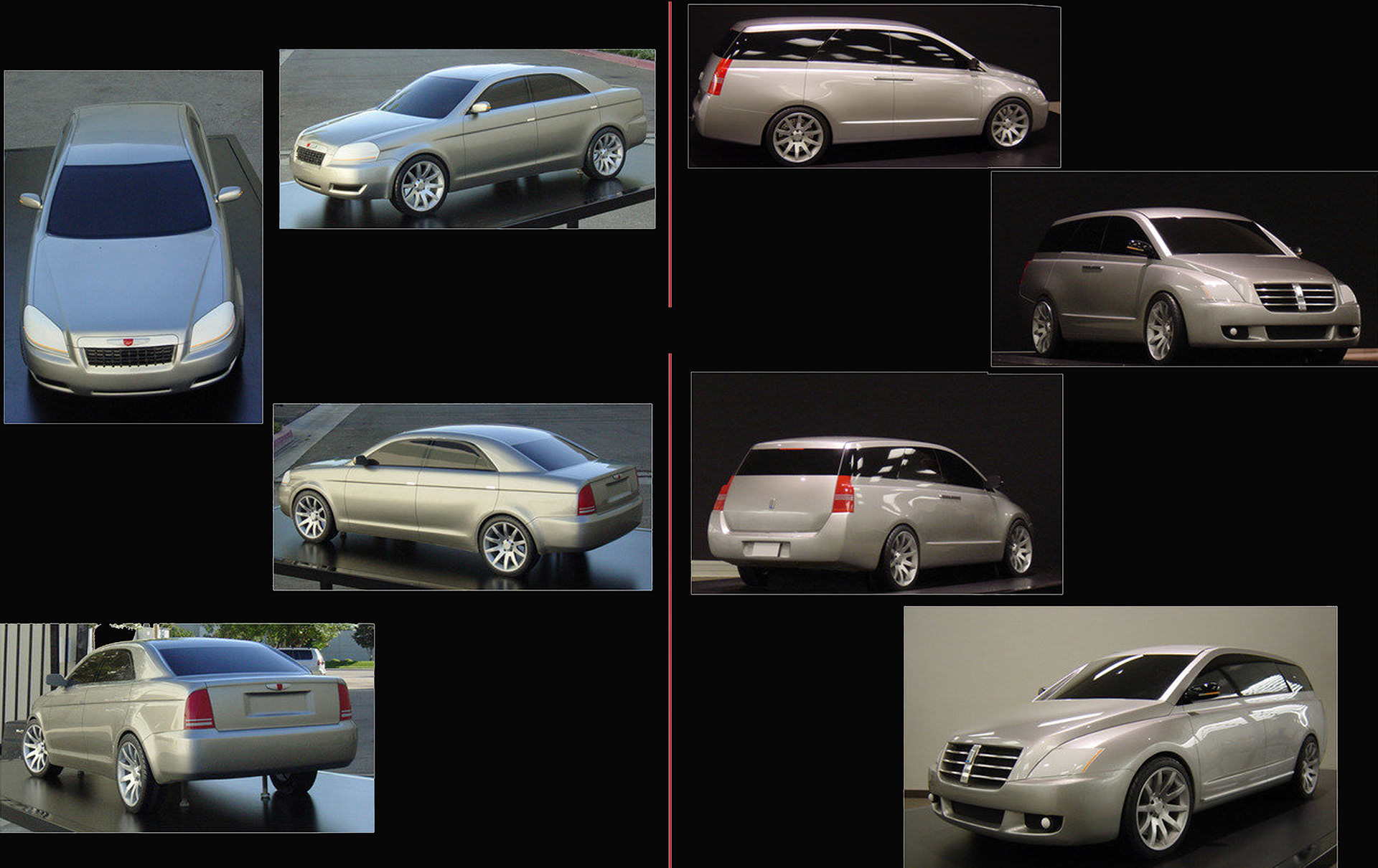Sedan and Crossover Vehicle Design Studies- 1/4 Scale Painted Hand Formed High Density Foam, 3D Printed Wheels and Parts