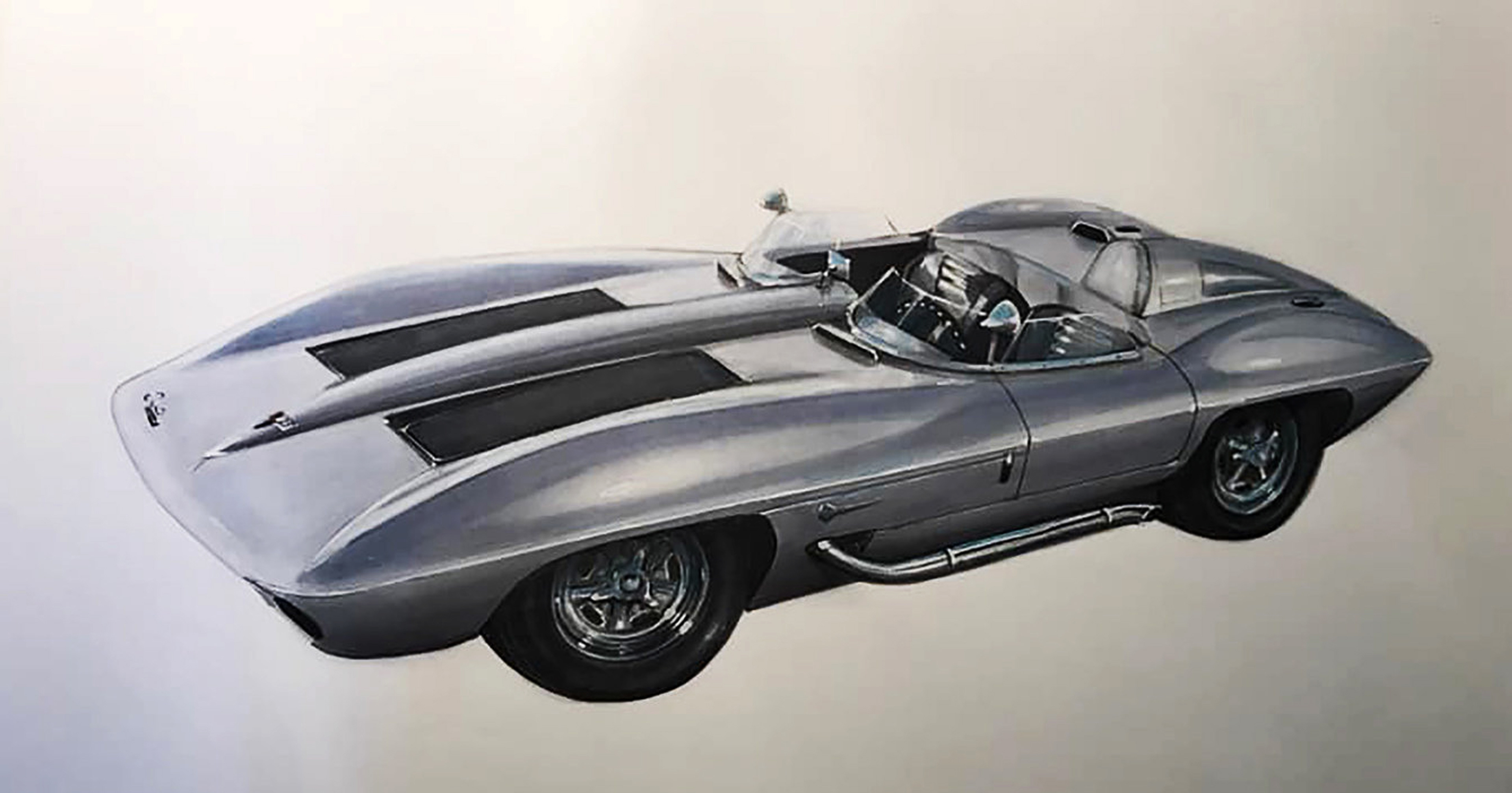 "1959 Corvette Stingray Concept" marker rendering 24"x19"