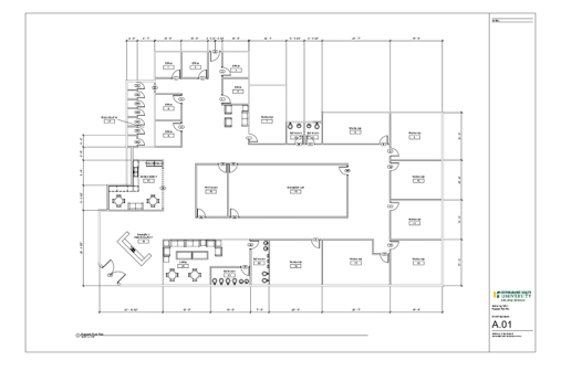 Floor Plan of a redesign of the Fitchburg State University Conlon building, our task was to take the classrooms and redesign it into an office space.